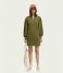 Scotch and Soda  Zipped Neck Sweat Dress With Puffed Sleeves Dark Olive (3816)