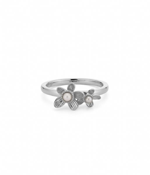 24Kae  Ring met parels en bloemen 12445S Silver colored