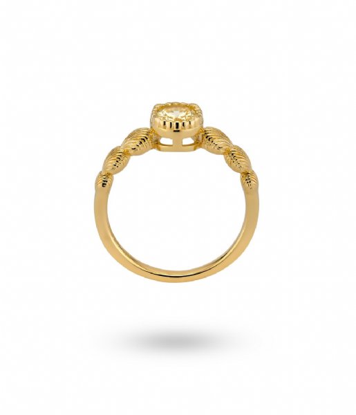 24Kae  Schelpen gevormde ring met kleursteen 12499Y Gold colored
