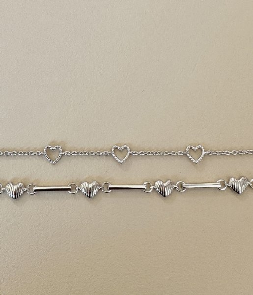 24Kae  Bracelet With Shell Structured Hearts 22463S Silver colored