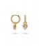 24Kae  Oorbellen met hartvormige hanger en kleurstenen 42461Y Gold colored