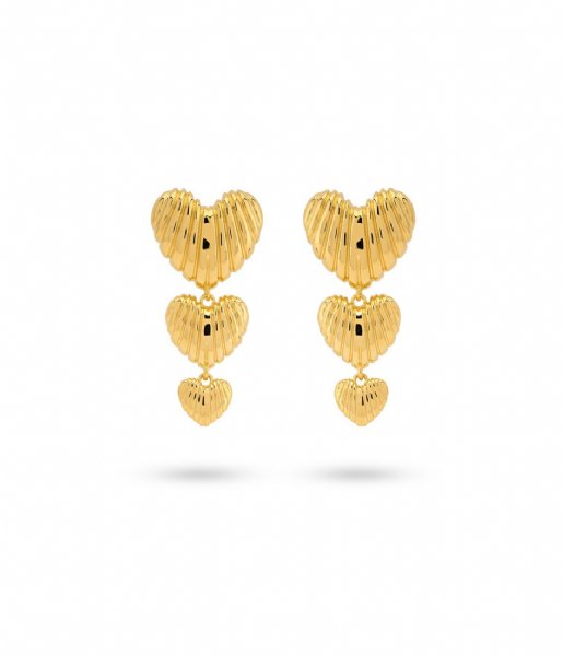 24Kae  Heartshaped Statement Earrings 42493Y Gold colored