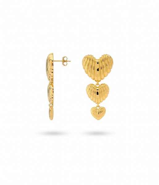 24Kae  Heartshaped Statement Earrings 42493Y Gold colored