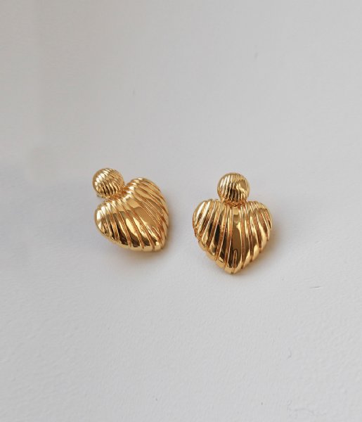 24Kae  Heartshaped Statement Earrings 42494Y Gold colored