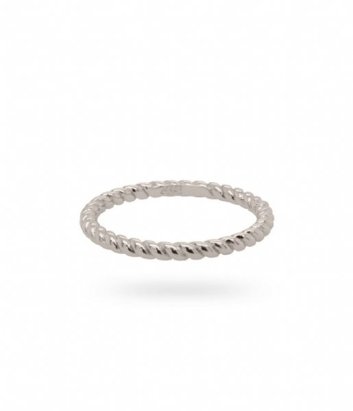 24Kae  Ring met touw structuur 925 Sterling zilver gerhodineerd 12423S Silver