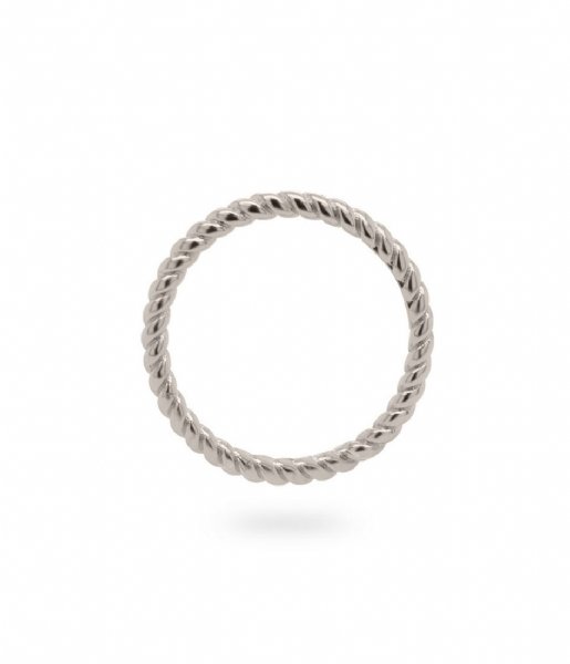 24Kae  Ring met touw structuur 925 Sterling zilver gerhodineerd 12423S Silver