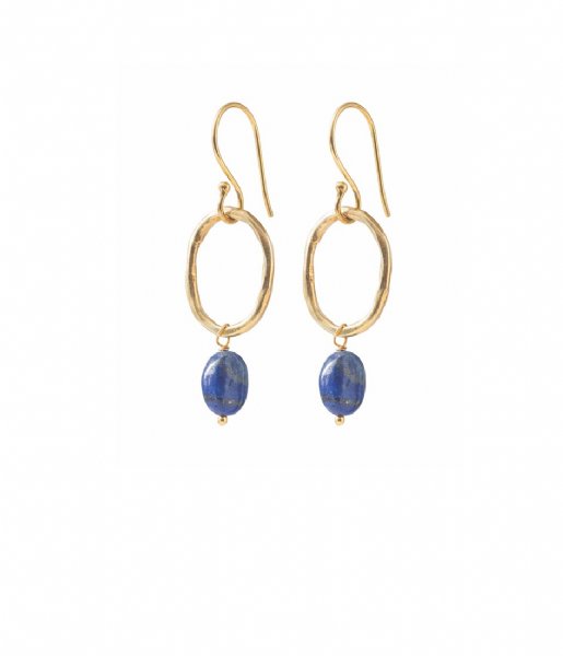 A Beautiful Story  Graceful Lapis Lazuli GP Earrings Gold plated