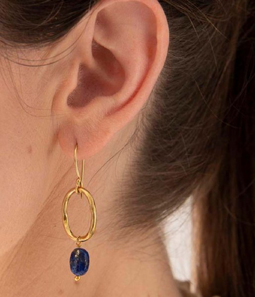 A Beautiful Story  Graceful Lapis Lazuli GP Earrings Gold plated