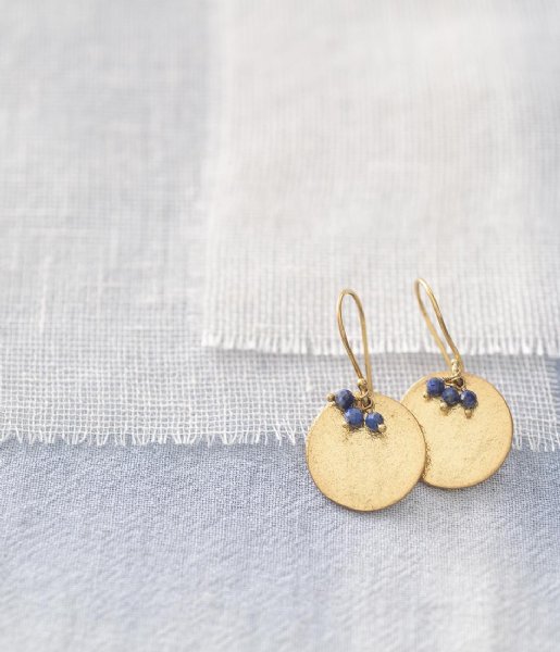 A Beautiful Story  Precious Lapis Lazuli GP Earrings Gold plated
