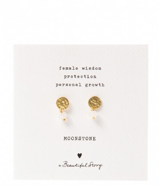 A Beautiful Story  Mini Coin Moonstone GP Earrings Gold colored