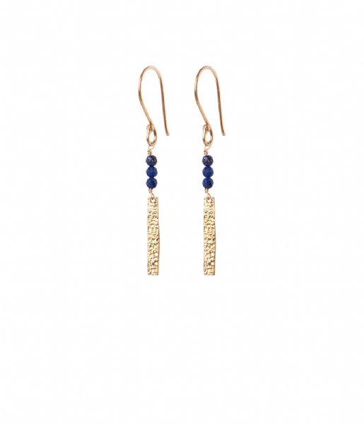 A Beautiful Story  Bar Lapis Lazuli Earrings GP Gold Plated
