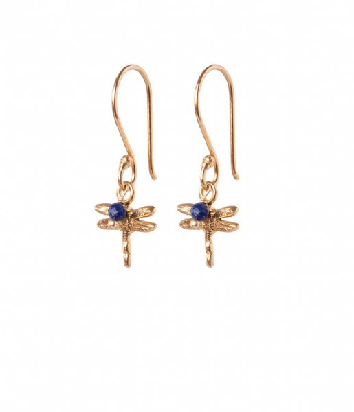 A Beautiful Story  Generous Lapis Lazuli Earrings GP Gold Plated