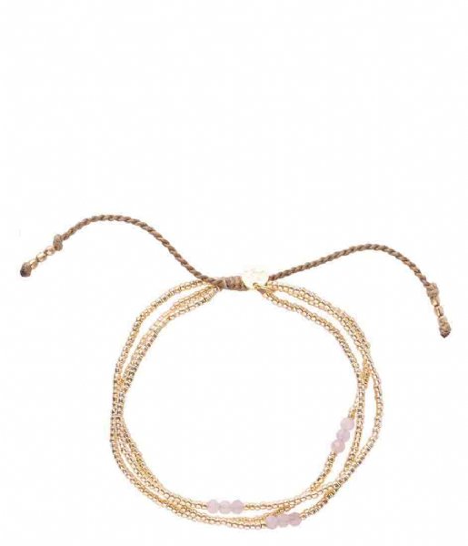 A Beautiful Story  Shiny Rose Quartz Bracelet GC Gold colored
