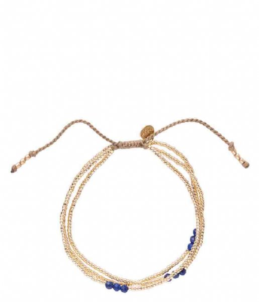 A Beautiful Story  Shiny Lapis Lazuli Bracelet GC Gold colored