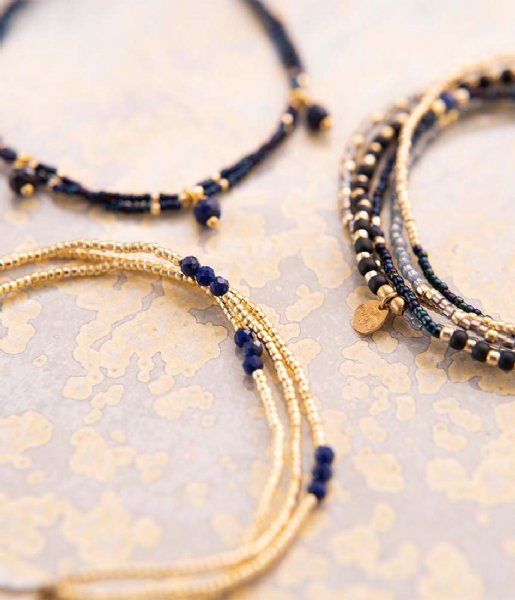 A Beautiful Story  Shiny Lapis Lazuli Bracelet GC Gold colored