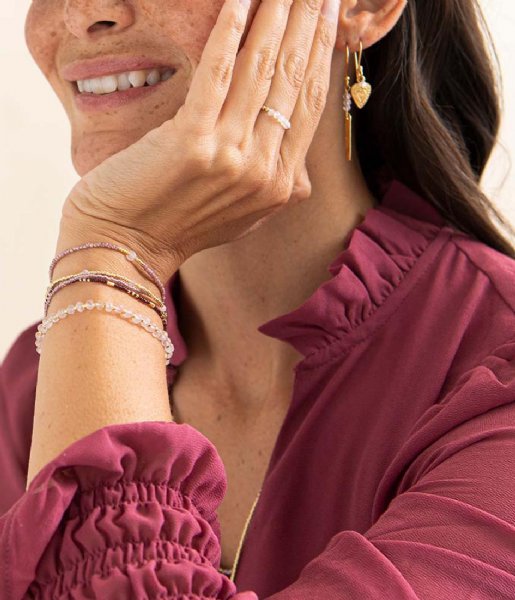 A Beautiful Story  Knowing Rose Quartz Bracelet GC Gold colored