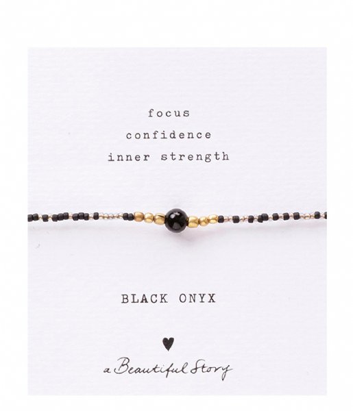 A Beautiful Story  Iris Card Black Onyx Bracelet GC Gold colored