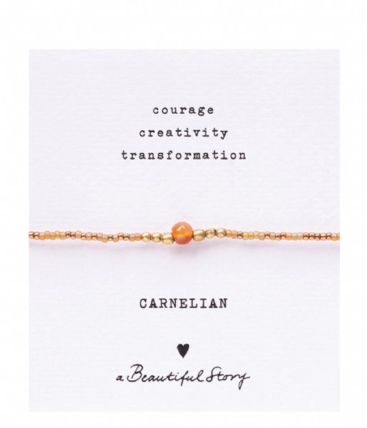 A Beautiful Story  Iris Card Carnelian Bracelet GC Gold colored