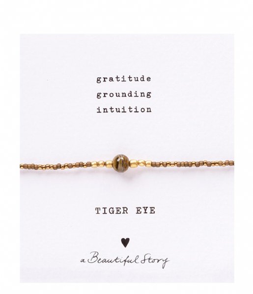 A Beautiful Story  Iris Card Tiger Eye Bracelet GC Gold colored