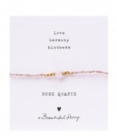 A Beautiful Story Iris Card Rose Quartz Bracelet GC Gold colored