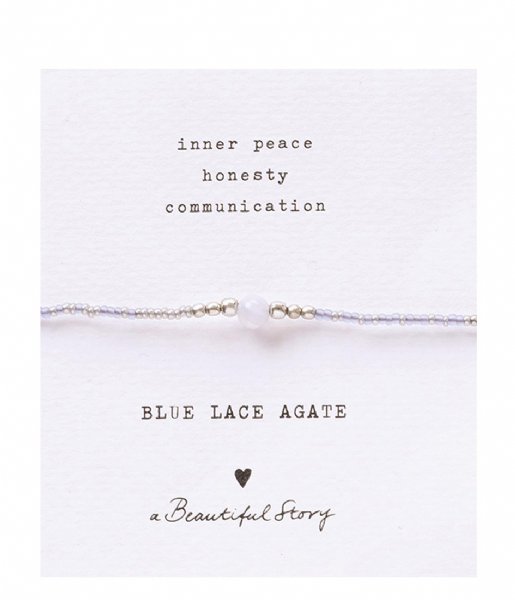 A Beautiful Story  Iris Card Blue Lace Agate Bracelet SC Silver colored