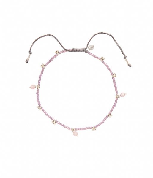 A Beautiful Story  Spice Rose Quartz Anklet SC Silver colored