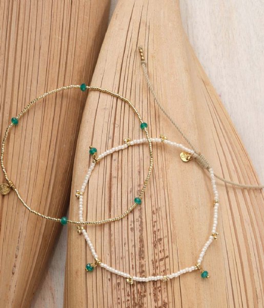 A Beautiful Story  Beach Aventurine Anklet GC Gold colored