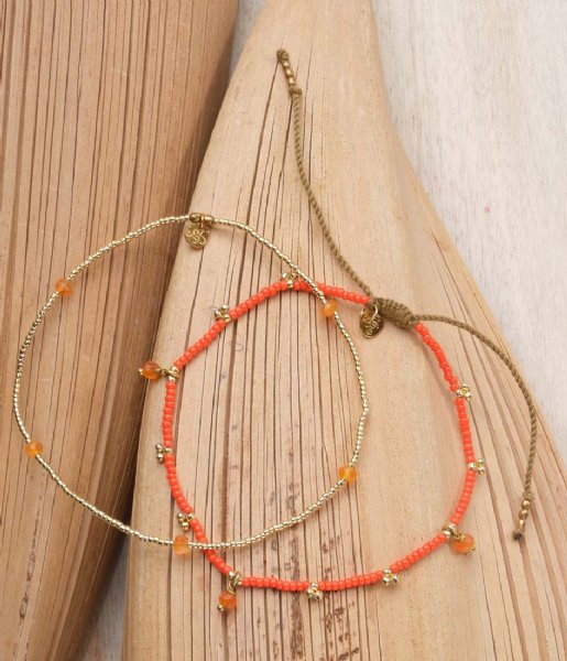 A Beautiful Story  Beach Carnelian Anklet GC Gold colored
