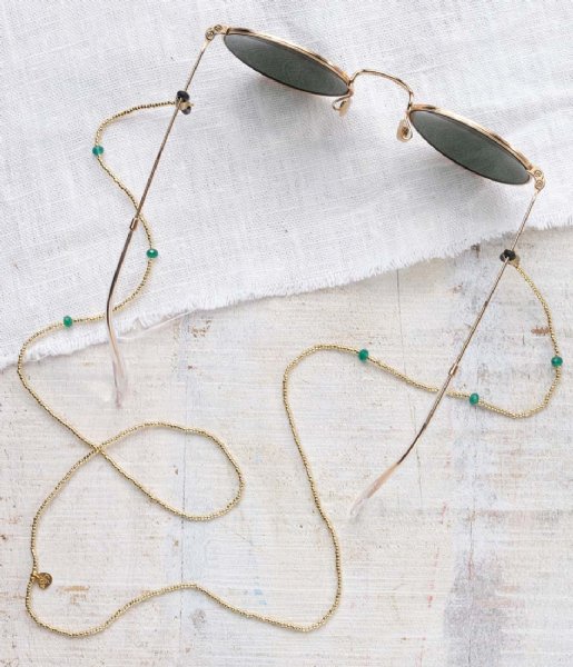 A Beautiful Story  Shore Aventurine Glasses Cord GC Gold colored