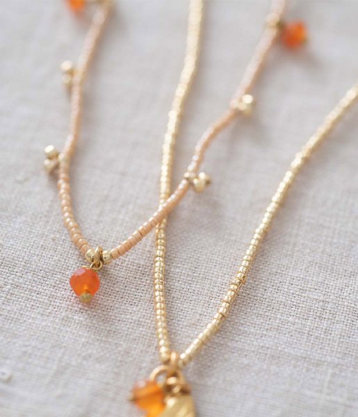 A Beautiful Story  Aware Carnelian GC Necklace Pink Orange Gold colored