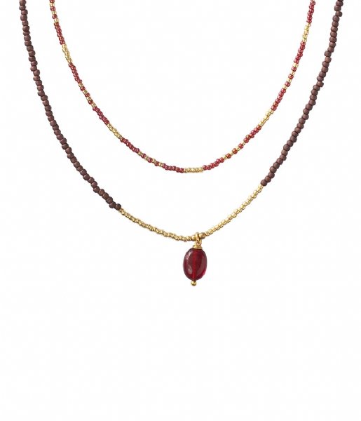 A Beautiful Story  Admire Garnet Gold Necklace Goud