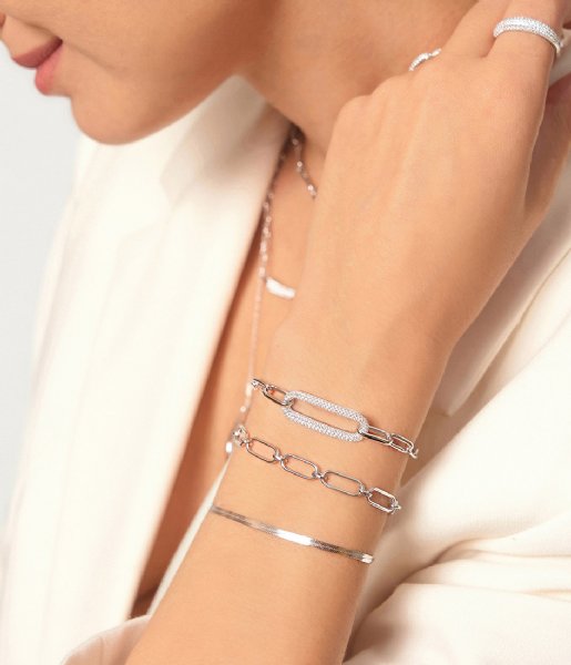 Ania Haie  Tough Love Pave Link Bracelet M Silver colored