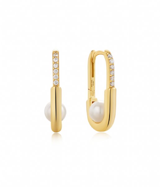 Ania Haie  Modern Muse Pearl Oval Hoop Earrings S Gold colored