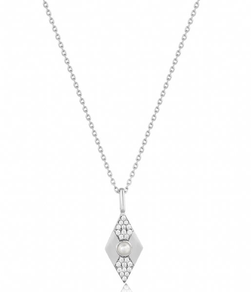 Ania Haie  Modern Muse Pearl Geometric Pendant Necklace M Silver colored