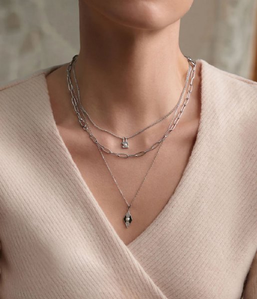 Ania Haie  Modern Muse Pearl Geometric Pendant Necklace M Silver colored