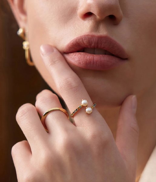 Ania Haie  Modern Muse Gem Pearl Wrap Ring S Gold colored