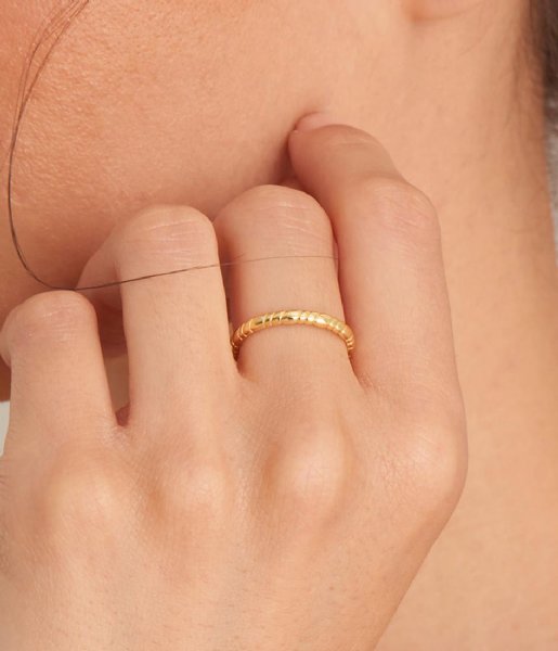 Ania Haie Ring Smooth Twist Thin Band Ring Small AH R038-01G Gold