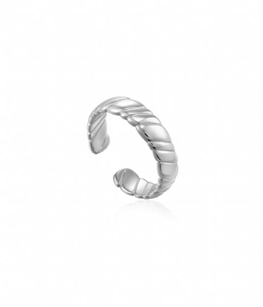 Ania Haie Ring Smooth Twist Wide Band Ring Small AH R038-02H Silver