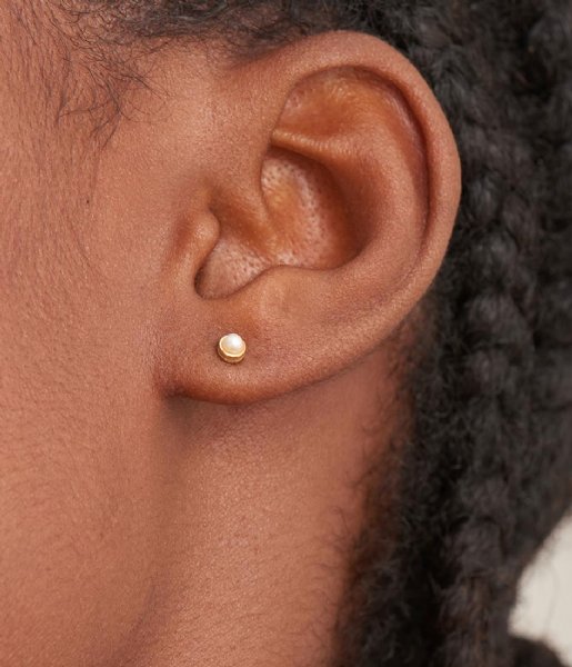 Ania Haie  Pearl Power Cabochon Stud Earrings S Goudkleurig