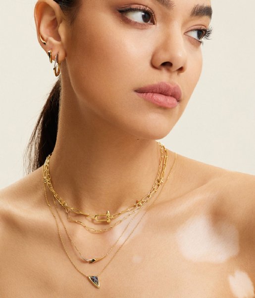 Ania Haie  Tough Love Arrow Abalone Pendant Necklace Shiny Gold