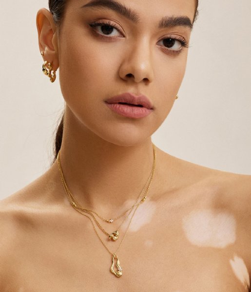 Ania Haie  Taking Shape Twisted Wave Mini Pendant Necklace Shiny Gold