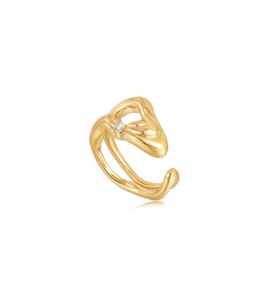 Ania Haie  Taking Shape Twisted Wave Wide Adjustable Ring Shiny Gold