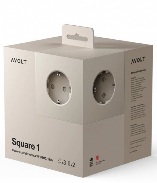 Avolt  Square 1 with 30W Dual USBC & Magnetic base 1.8m Beige