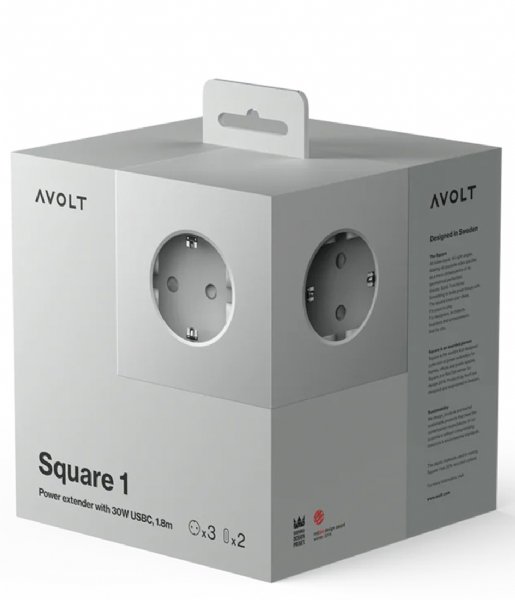 Avolt  Square 1 with 30W Dual USBC & Magnetic base 1.8m Gotland Gray
