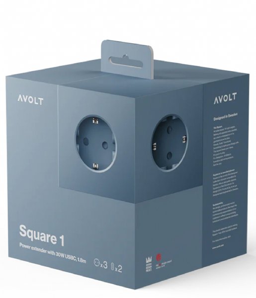 Avolt  Square 1 with 30W Dual USBC & Magnetic base 1.8m Shark Blue