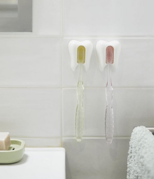 Balvi  Toothbrush Holder Toothy Plastic White