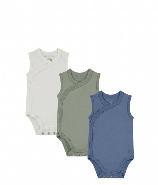Bamboo Basics  Sleeveless Wrap Bodysuit 3-Pack Off white Green Blue