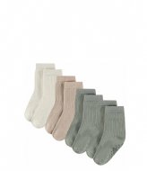 Bamboo Basics Rib Anti Slip Socks 4-pack Off white Beige Green