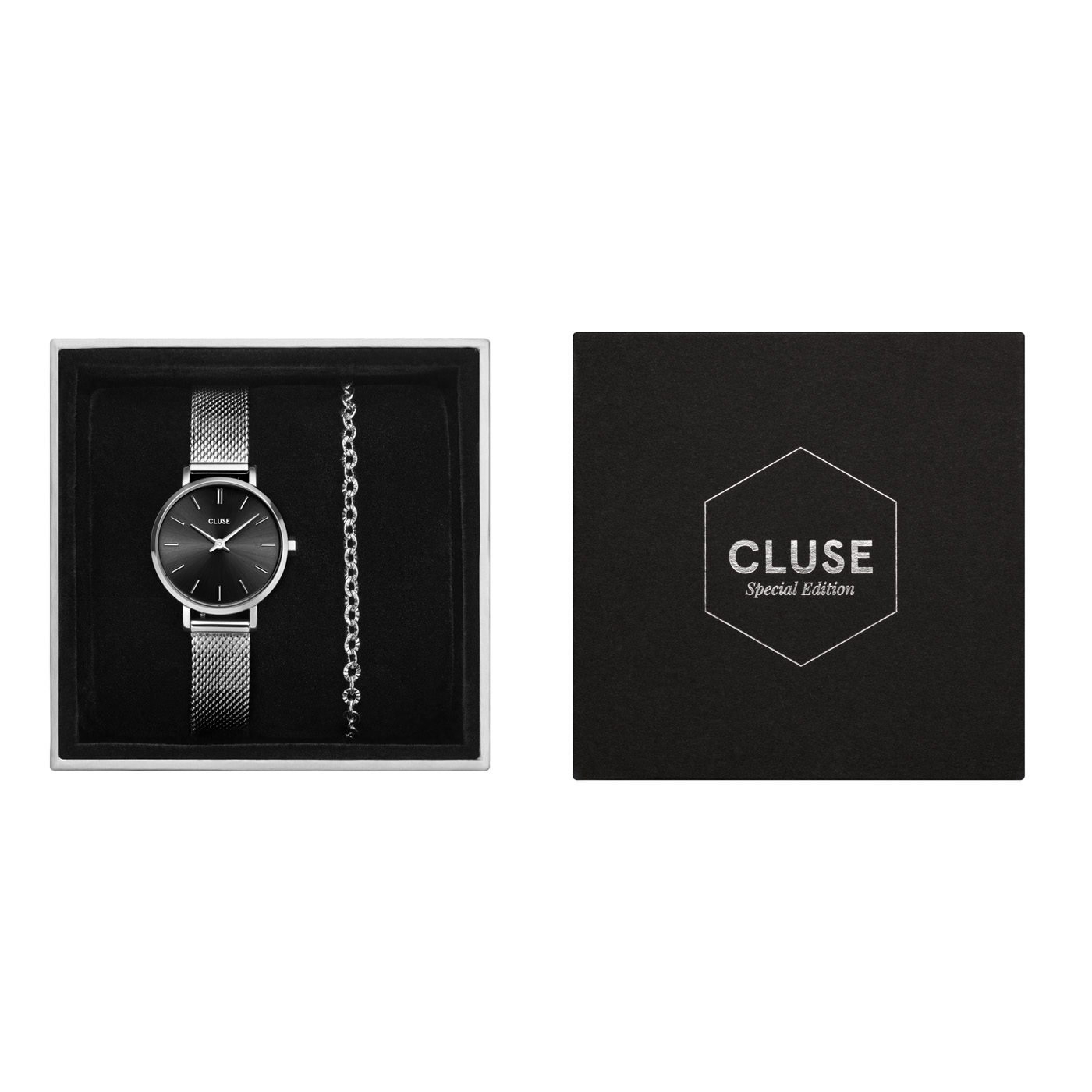 Cluse Horloges Giftbox Boho Chic Petite Mesh Silver Colour and Chain Bracelet Zilverkleurig online kopen