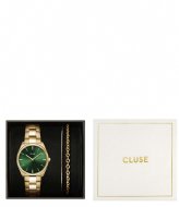 CLUSE Gift Box Feroce Petite Steel Watch And Double Chain Bracelet Gold